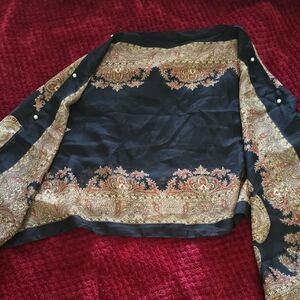 Elegant Black and Gold Women's Poncho